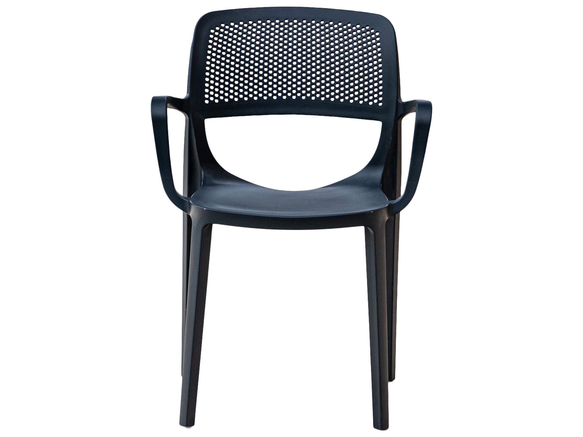 Rainbow Outdoor Mila Resin Anthracite Stackable Dining Arm Chair Set of 2