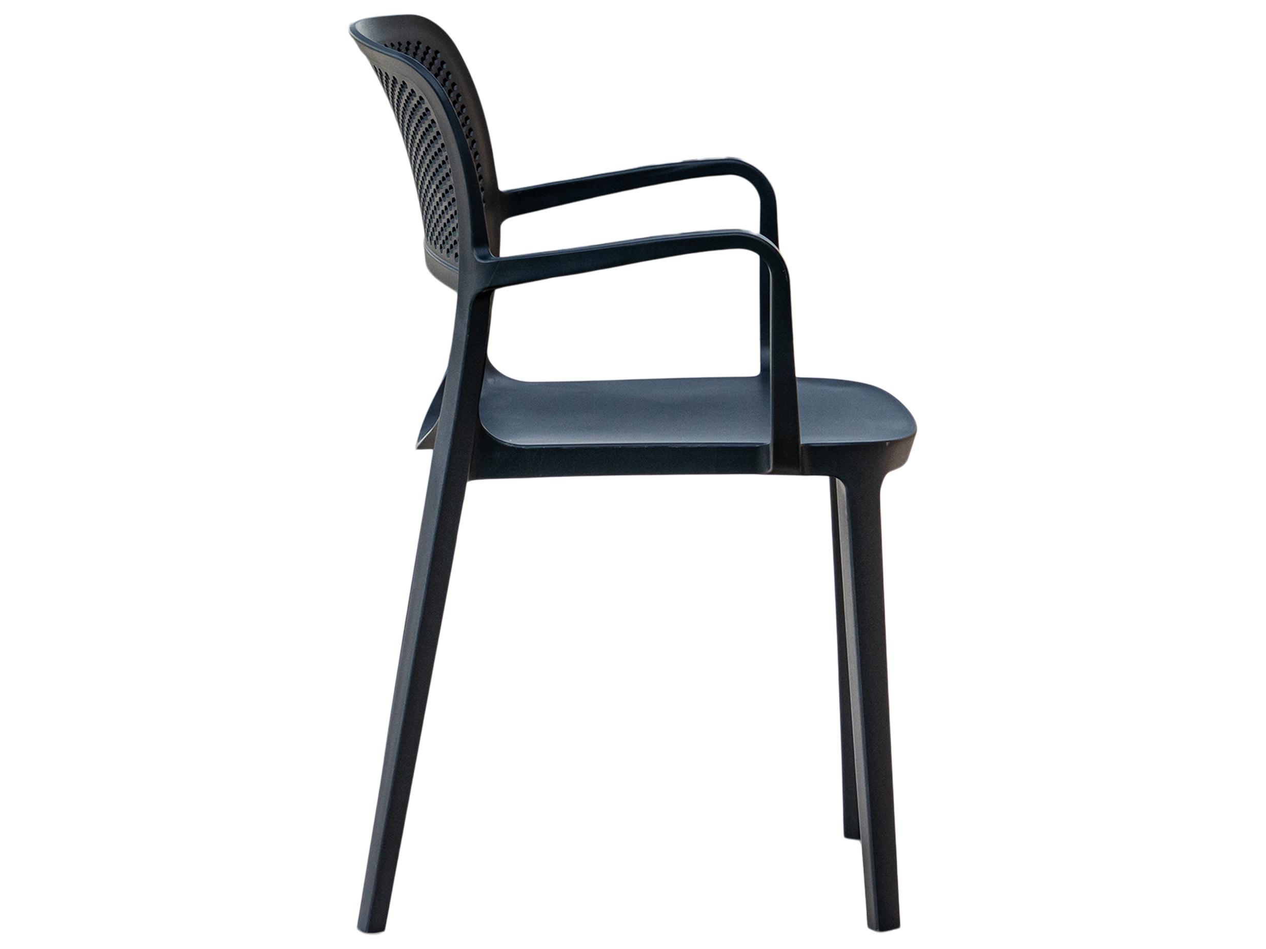 Rainbow Outdoor Mila Resin Anthracite Stackable Dining Arm Chair Set of 2