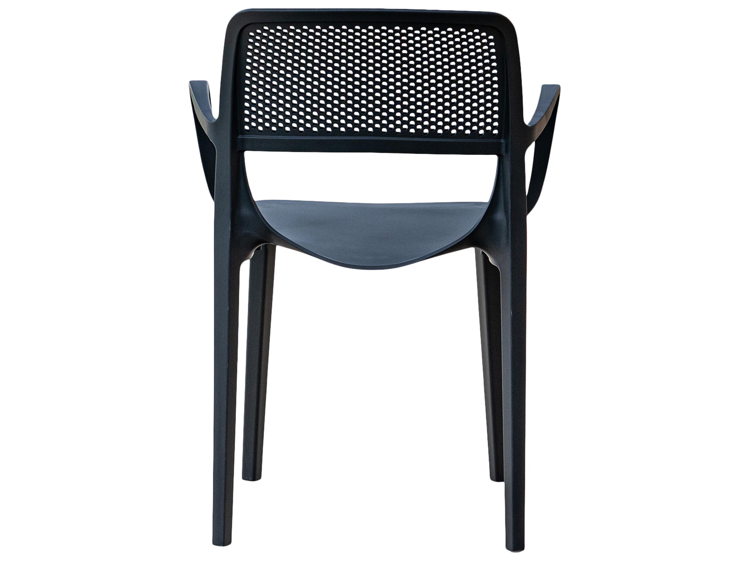 Rainbow Outdoor Mila Resin Anthracite Stackable Dining Arm Chair Set of 2