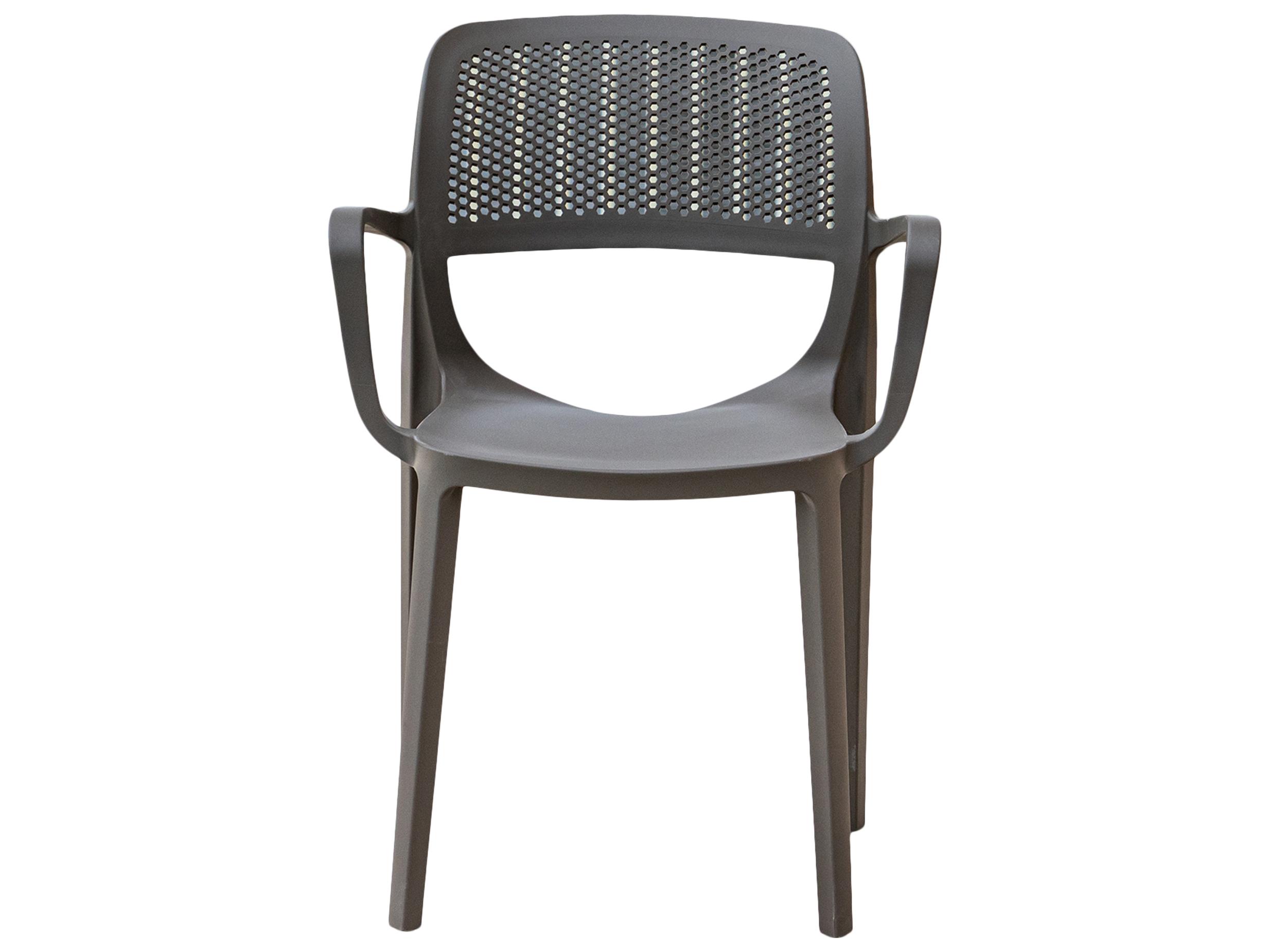 Rainbow Outdoor Mila Resin Cappuccino Stackable Dining Arm Chair Set of 2