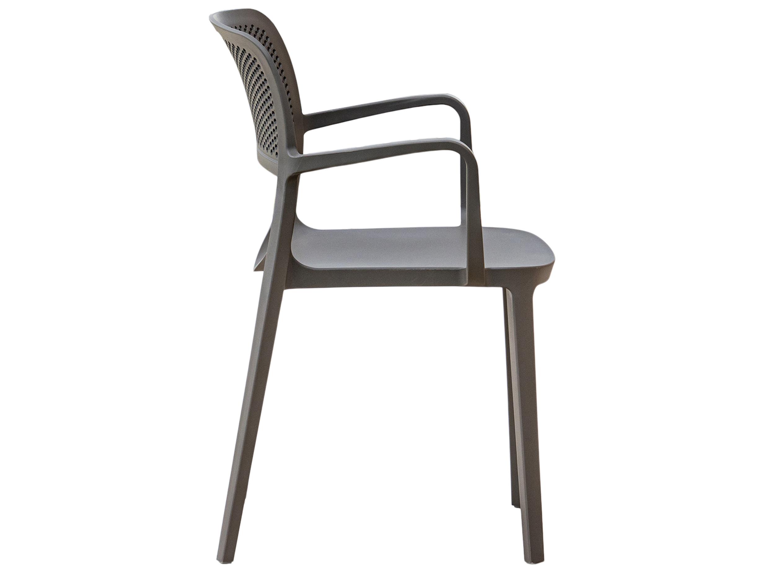 Rainbow Outdoor Mila Resin Cappuccino Stackable Dining Arm Chair Set of 2