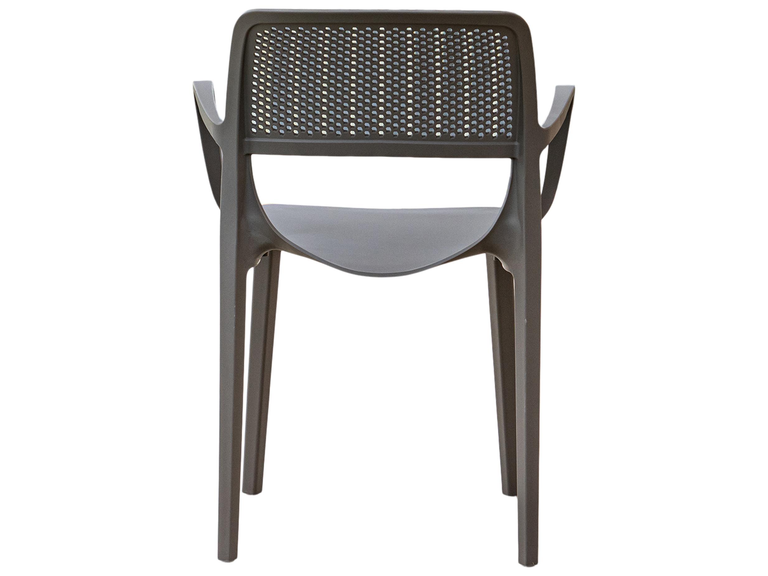 Rainbow Outdoor Mila Resin Cappuccino Stackable Dining Arm Chair Set of 2