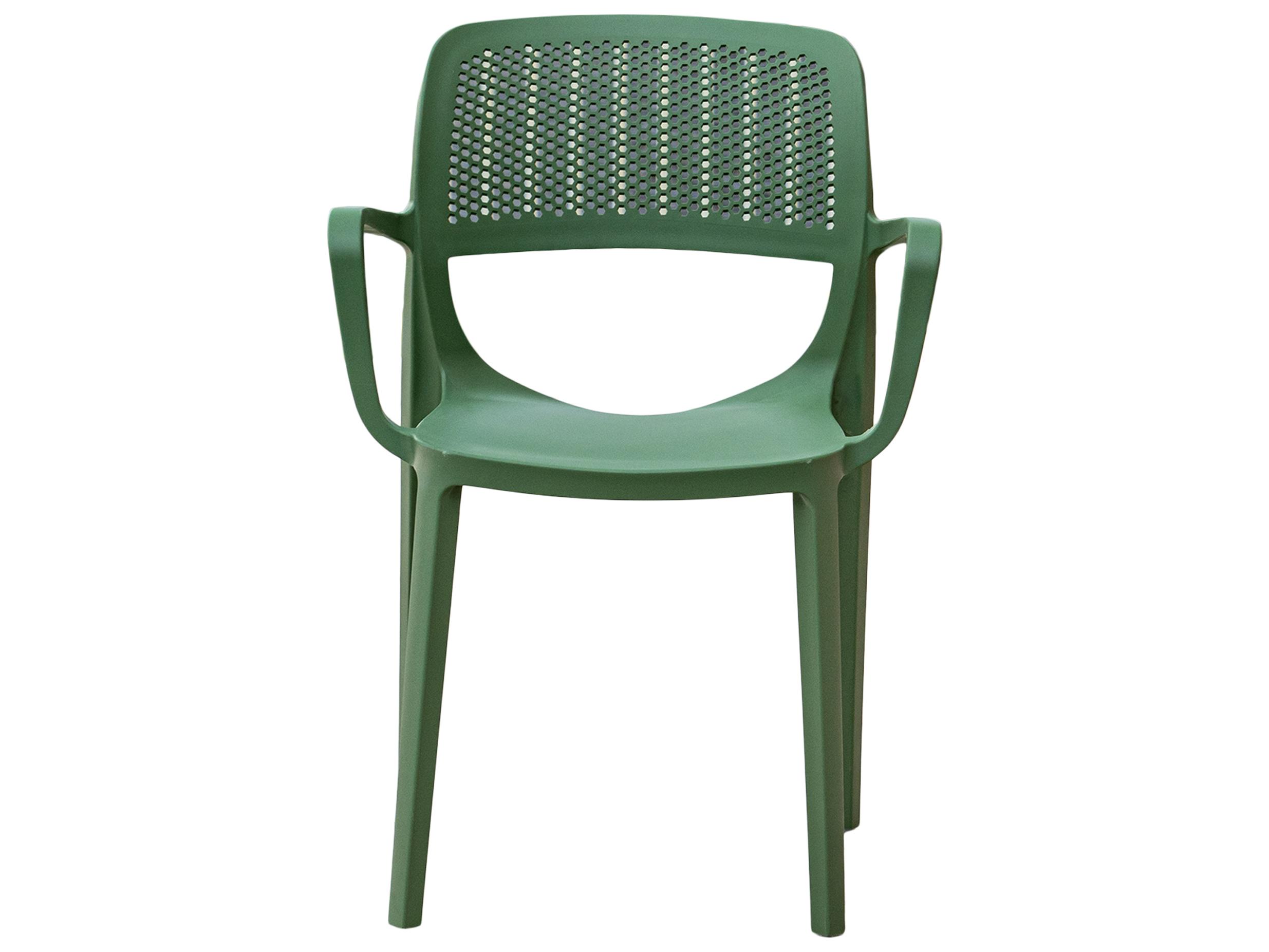 Rainbow Outdoor Mila Resin Green Stackable Dining Arm Chair Set of 2