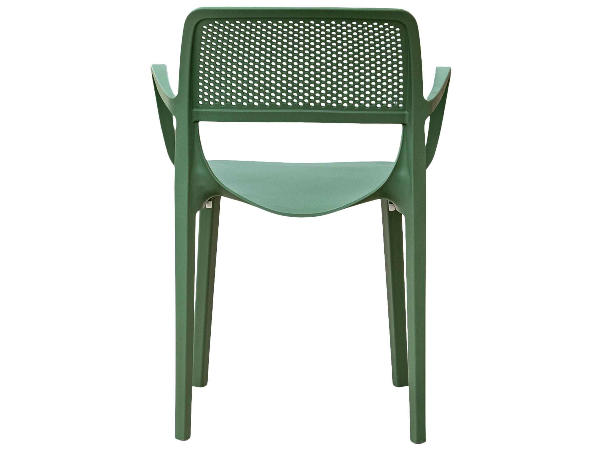Rainbow Outdoor Mila Resin Green Stackable Dining Arm Chair Set of 2