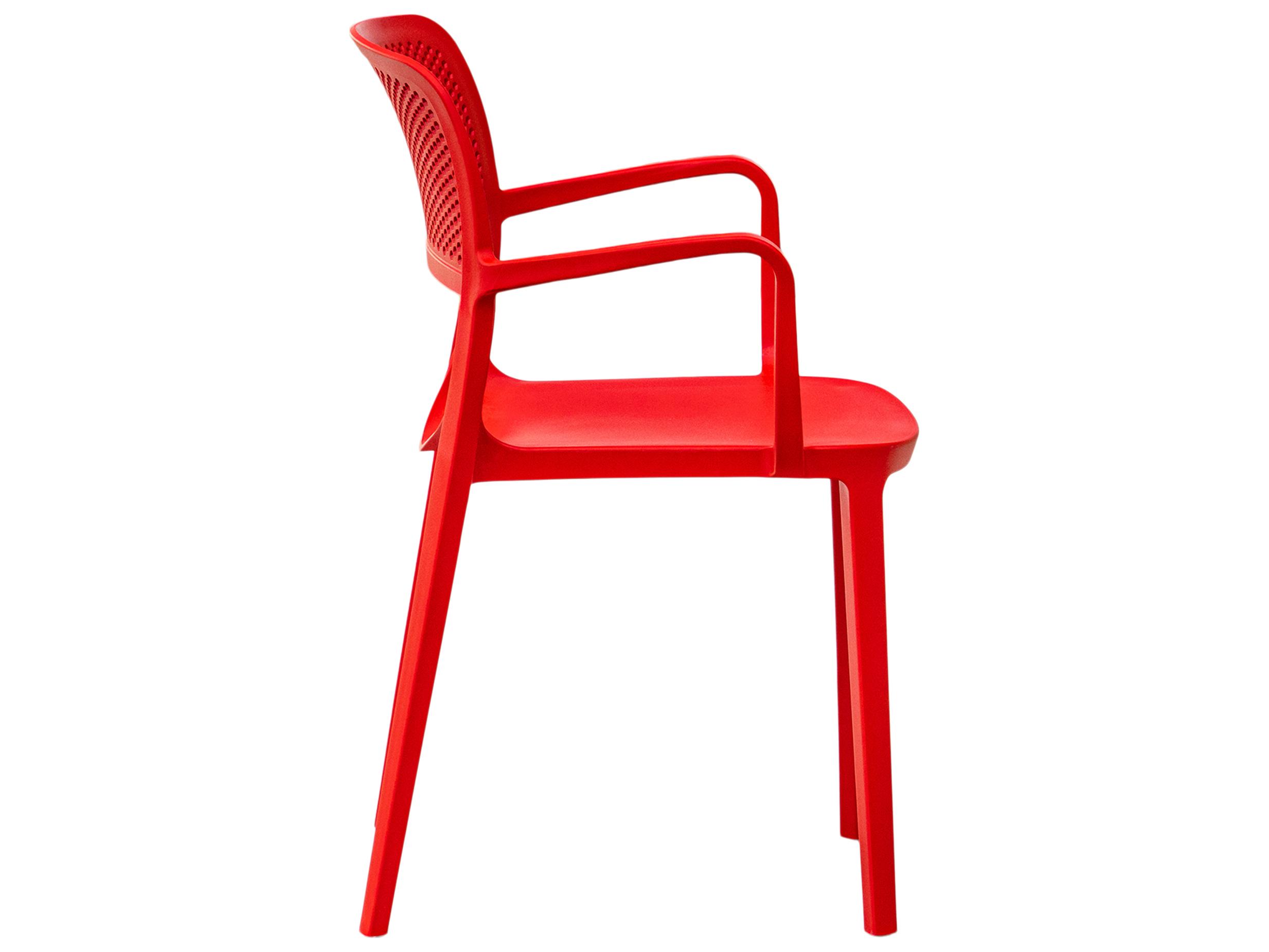 Rainbow Outdoor Mila Resin Red Stackable Dining Arm Chair Set of 2