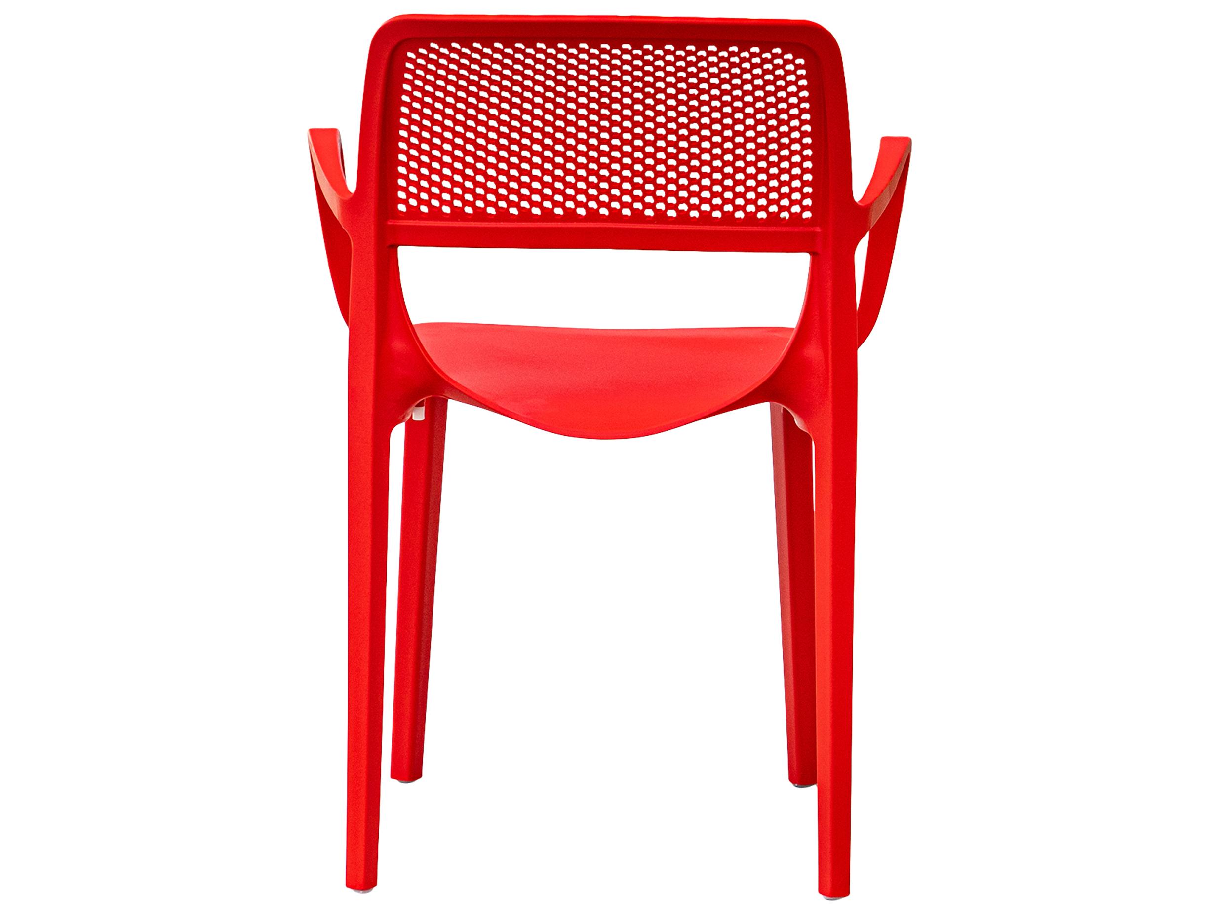 Rainbow Outdoor Mila Resin Red Stackable Dining Arm Chair Set of 2