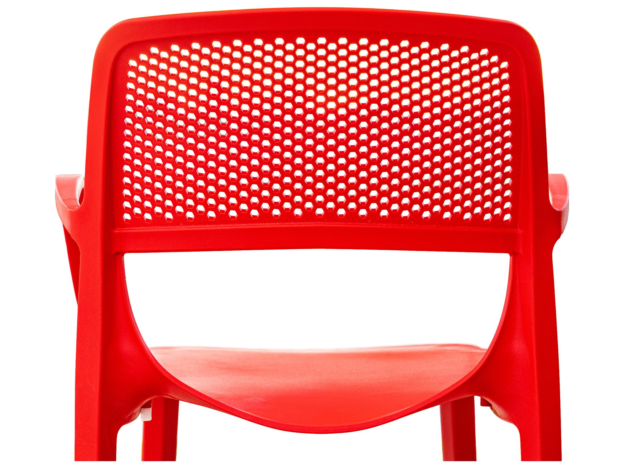 Rainbow Outdoor Mila Resin Red Stackable Dining Arm Chair Set of 2