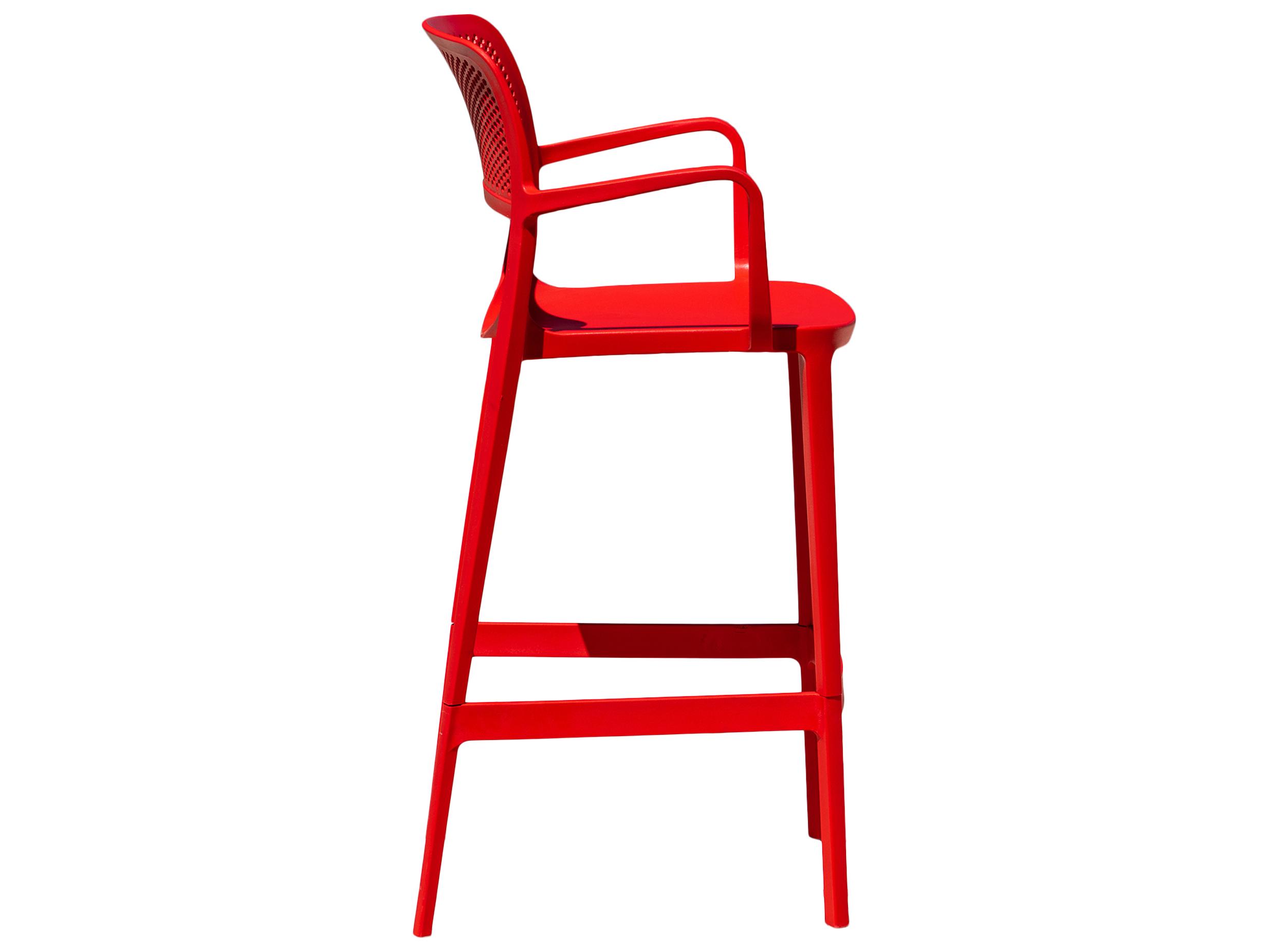 Rainbow Outdoor Elsa Resin Red Stackable Bar Stool Set of 2
