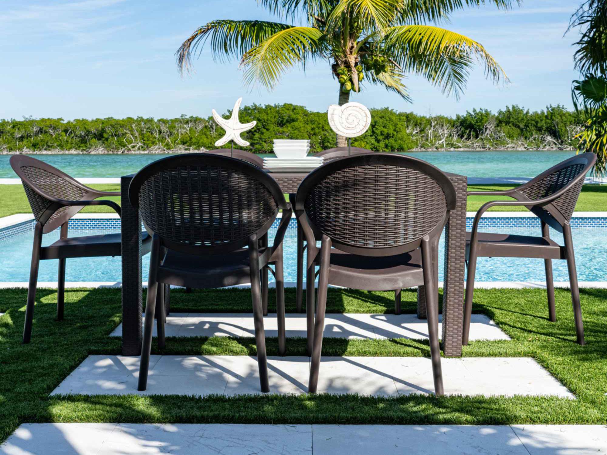 Rainbow Outdoor Mona Wicker Dining Set