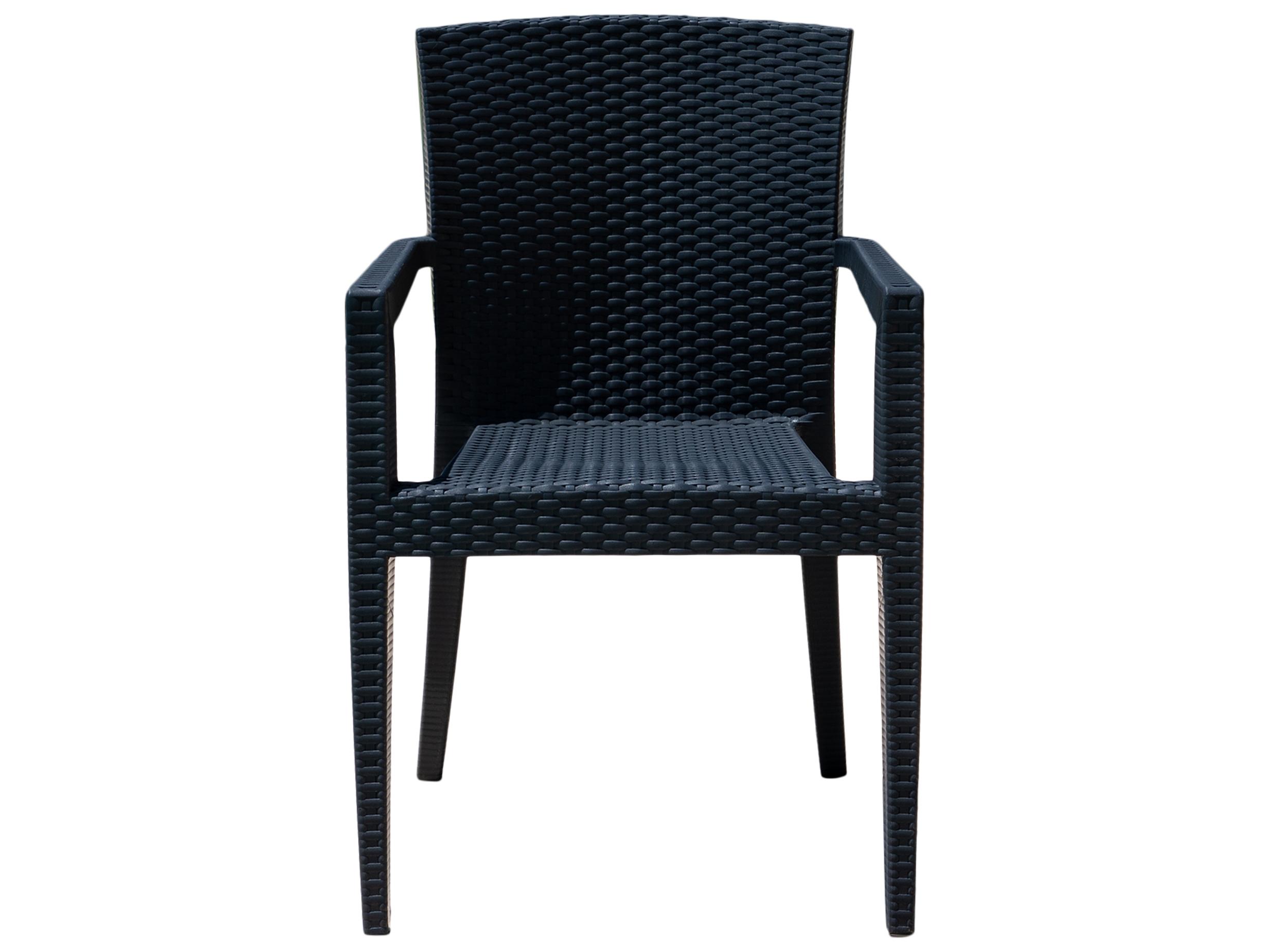 Rainbow Outdoor Montana Resin Wicker Anthracite Stackable Dining Arm Chair Set of 2