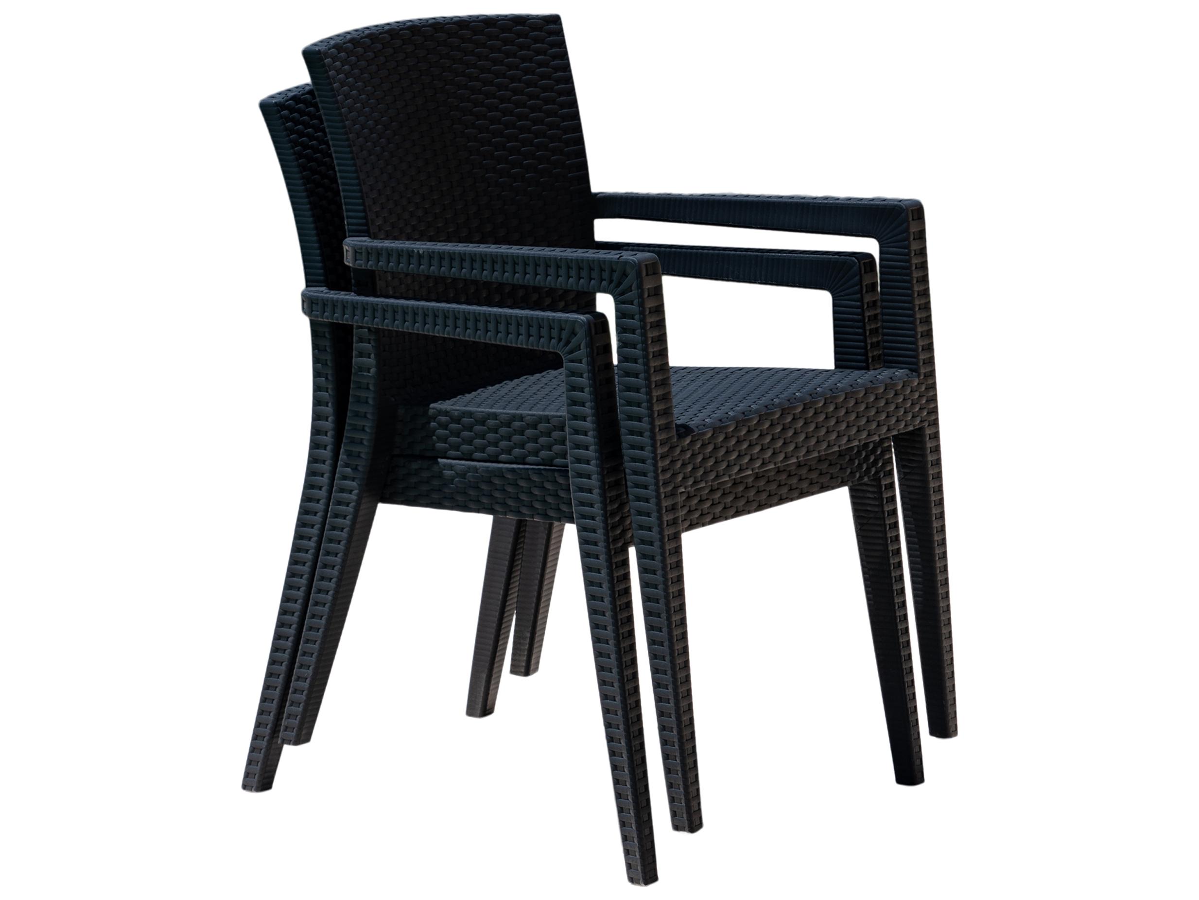 Rainbow Outdoor Montana Resin Wicker Anthracite Stackable Dining Arm Chair Set of 2