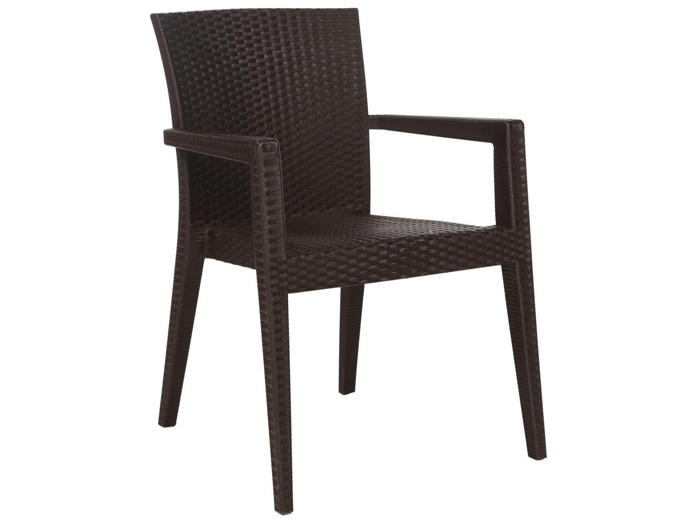 Rainbow Outdoor Montana Resin Wicker Brown Stackable Dining Arm Chair Set of 2