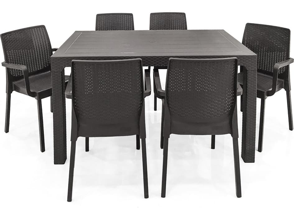 Rainbow Outdoor Napoli Wicker Resin Wicker Anthracite 7 Piece Dining Set