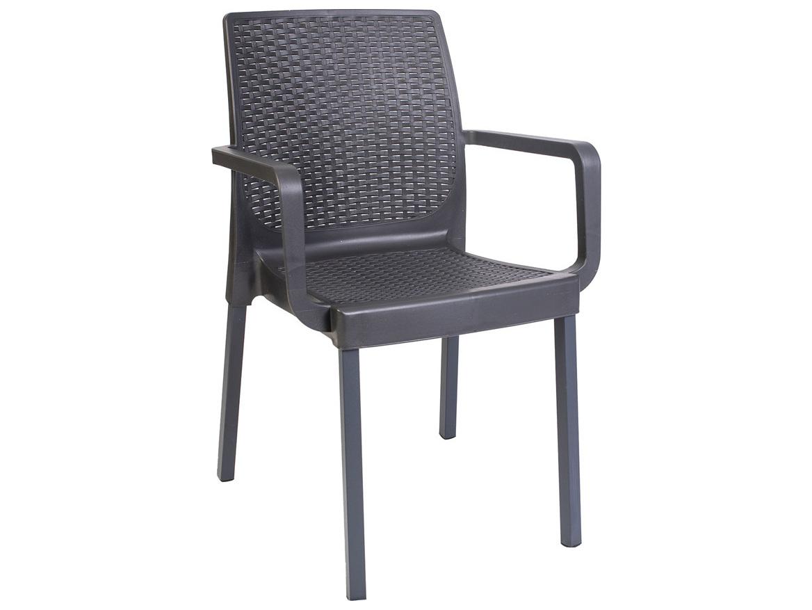 Rainbow Outdoor Napoli Wicker Resin Wicker Anthracite Stackable Dining Arm Chair Set of 2