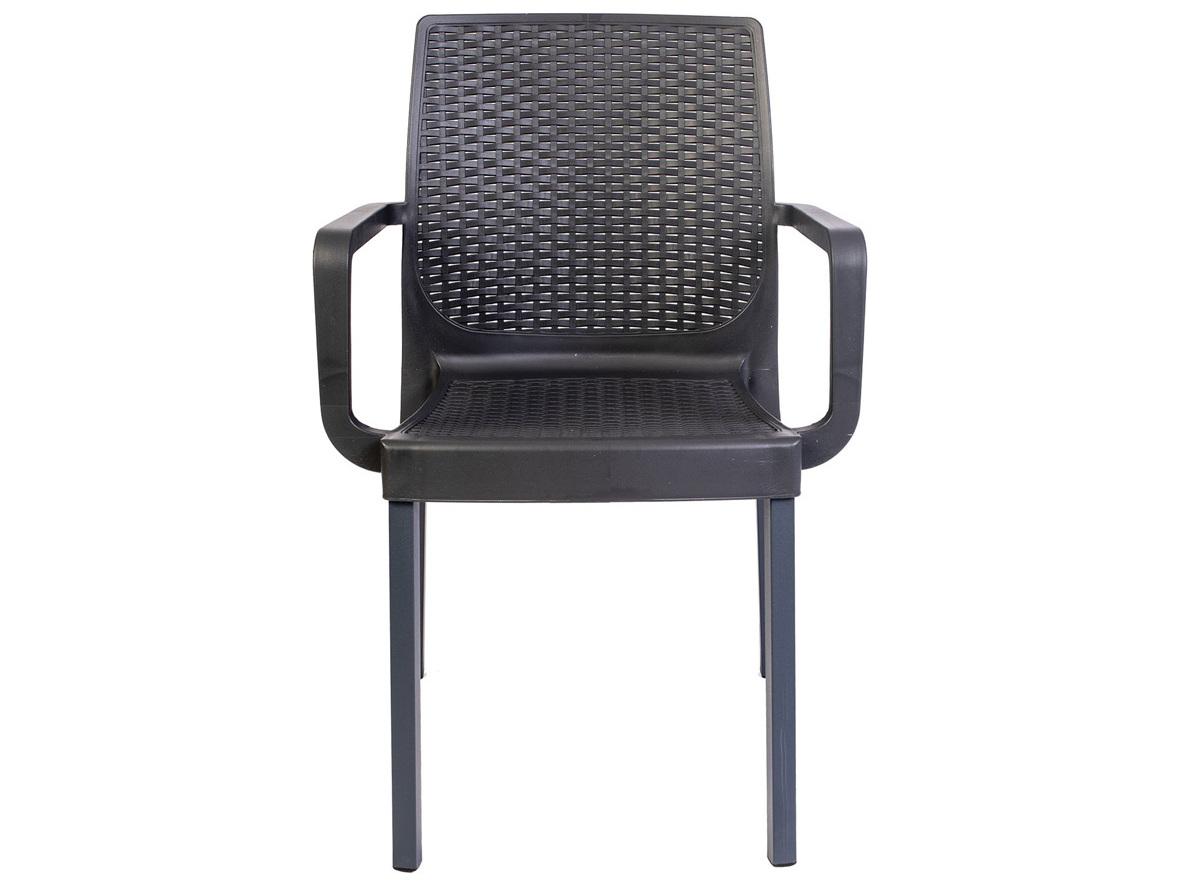 Rainbow Outdoor Napoli Wicker Resin Wicker Anthracite Stackable Dining Arm Chair Set of 2