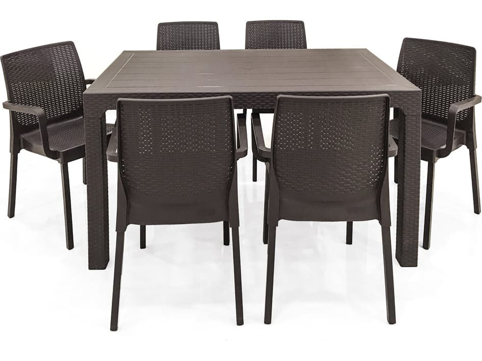 Rainbow Outdoor Napoli Resin Wicker Brown 7 Piece Dining Set