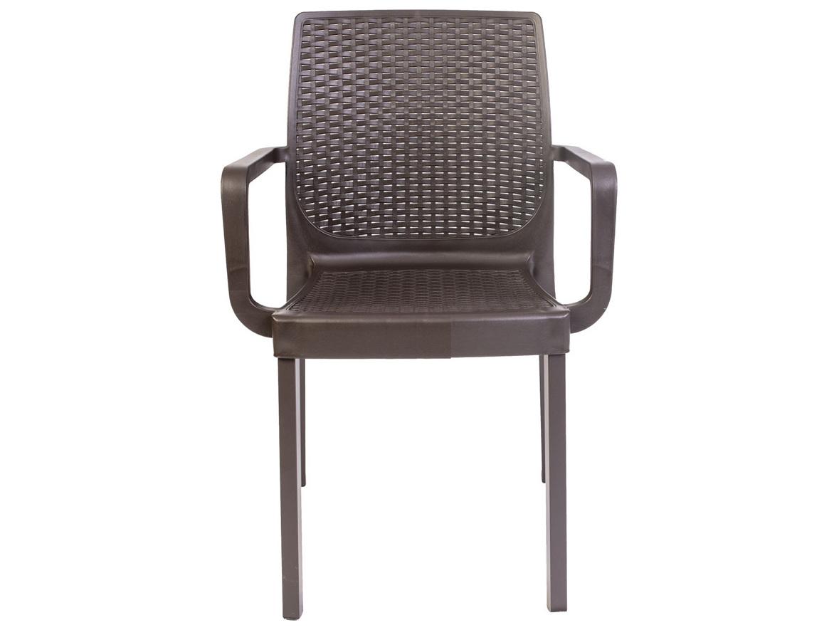 Rainbow Outdoor Napoli Wicker Resin Wicker Brown Stackable Dining Arm Chair Set of 2