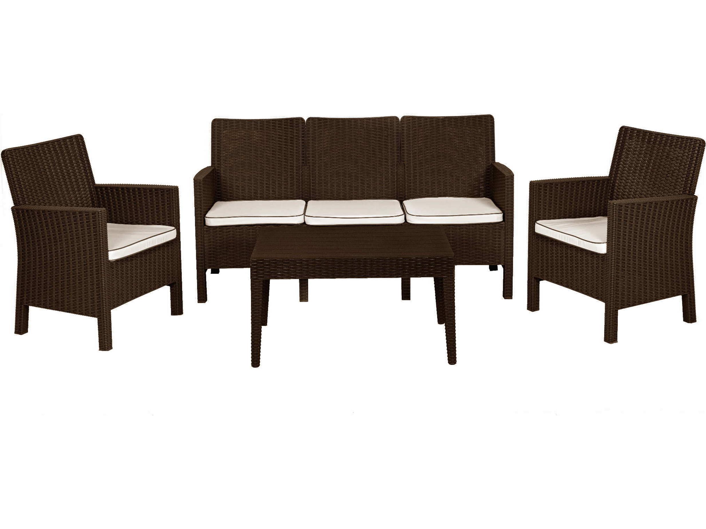 Rainbow Outdoor Alaska Resin Brown 4 Piece Lounge Set