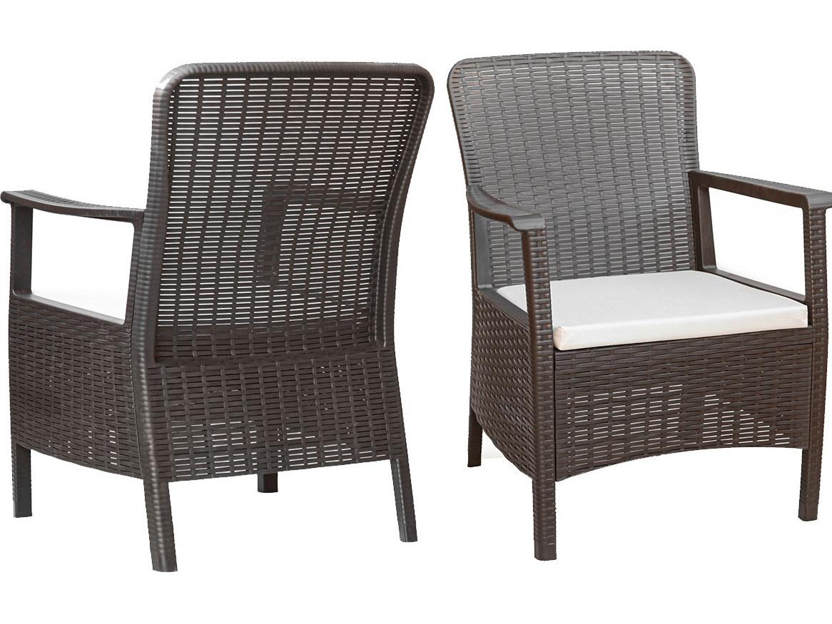 Rainbow Outdoor Napoli Resin Brown Dining Arm Chair with Cushion Set of 2