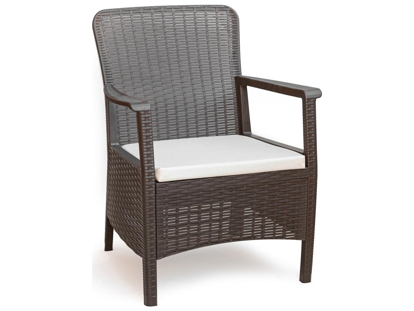 Rainbow Outdoor Napoli Resin Brown Dining Arm Chair with Cushion Set of 2