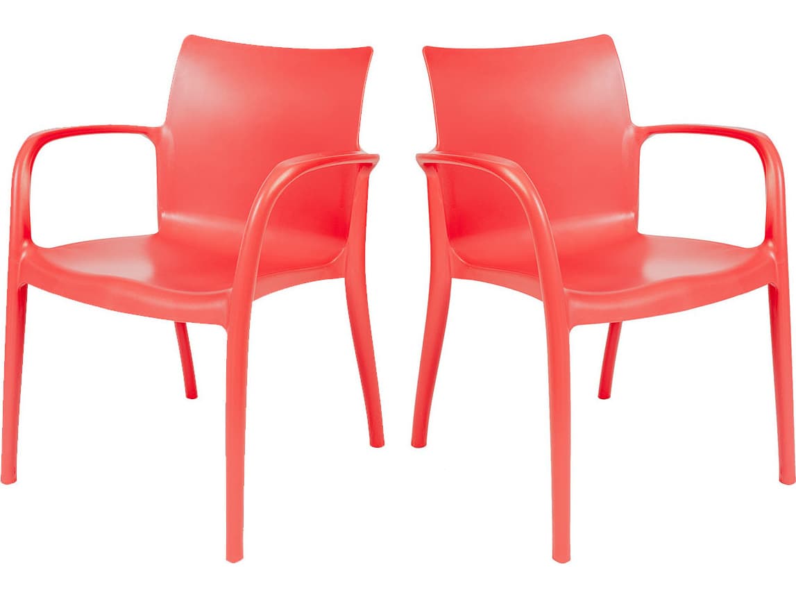 Rainbow Outdoor Pedro Resin Red Stackable Dining Arm Chair Set of 2