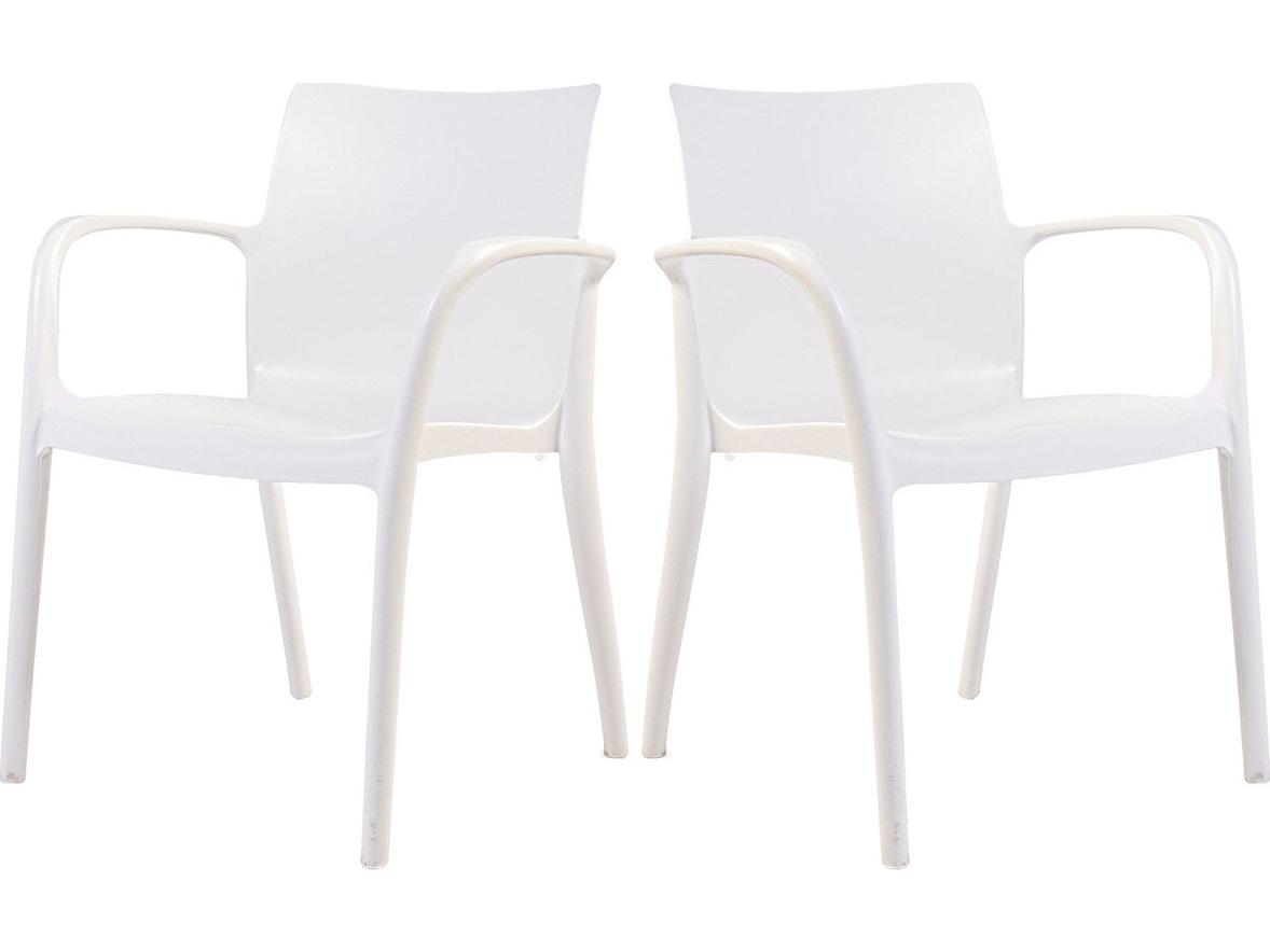 Rainbow Outdoor Pedro Resin White Stackable Dining Arm Chair Set of 2