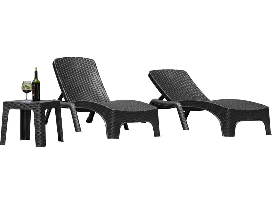 Rainbow Outdoor Roma Resin Wicker Anthracite 3 Piece Lounge Set