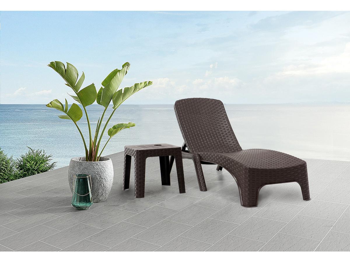 Rainbow Outdoor Roma Resin Wicker Brown Stackable Chaise Lounge Set of 2