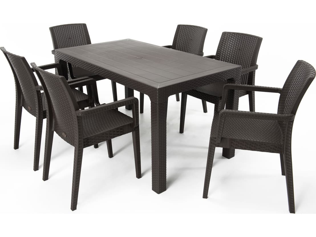Rainbow Outdoor Siena Resin Wicker Brown 7 Piece Dining Set