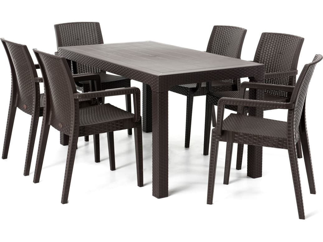 Rainbow Outdoor Siena Resin Wicker Brown 7 Piece Dining Set