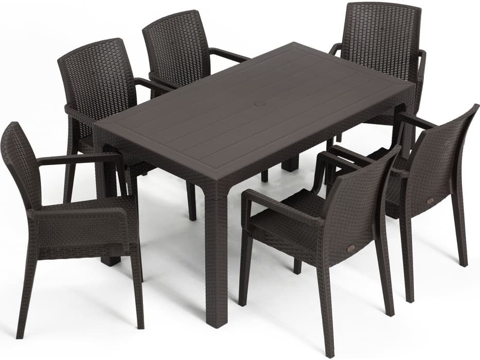 Rainbow Outdoor Siena Resin Wicker Brown 7 Piece Dining Set