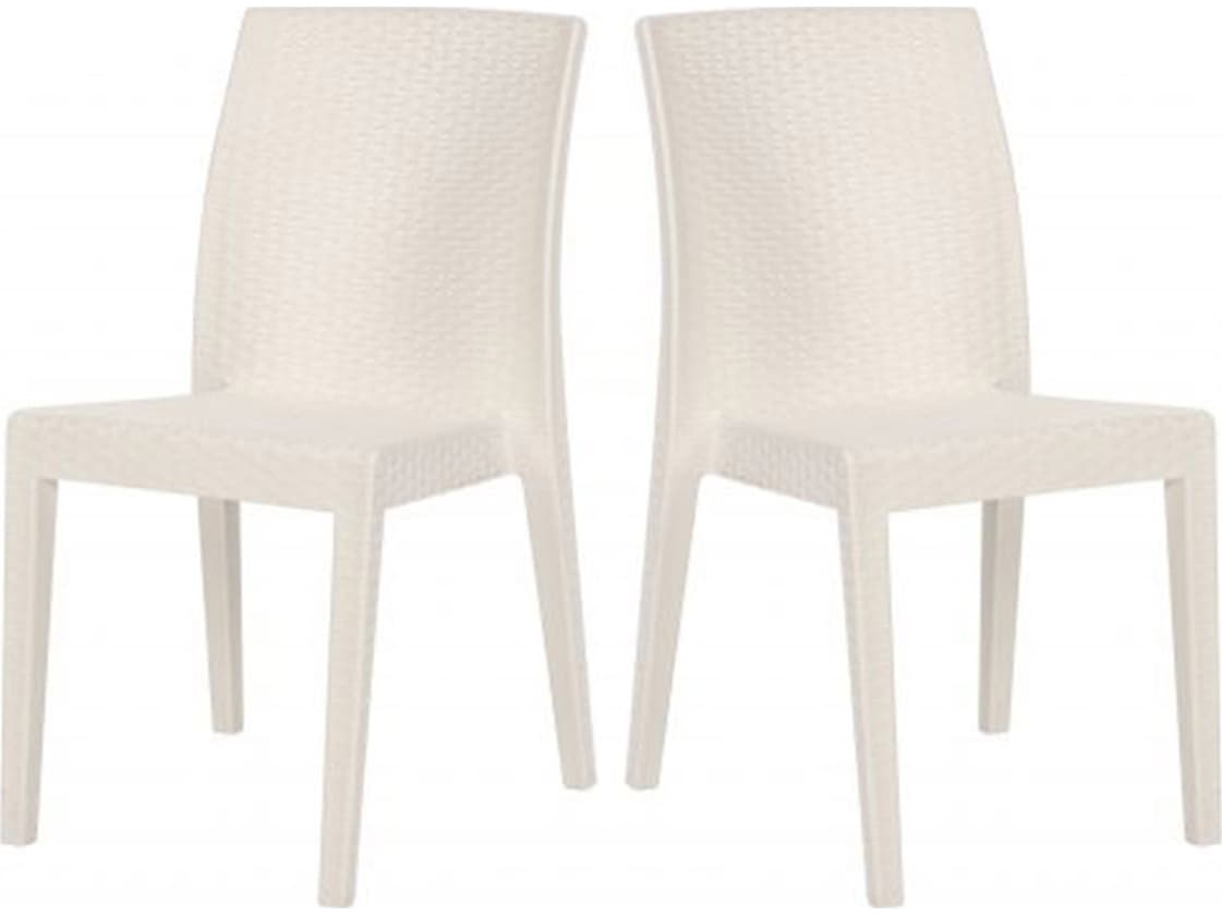 Rainbow Outdoor Siena Resin Wicker White Stackable Dining Side Chair Set of 2