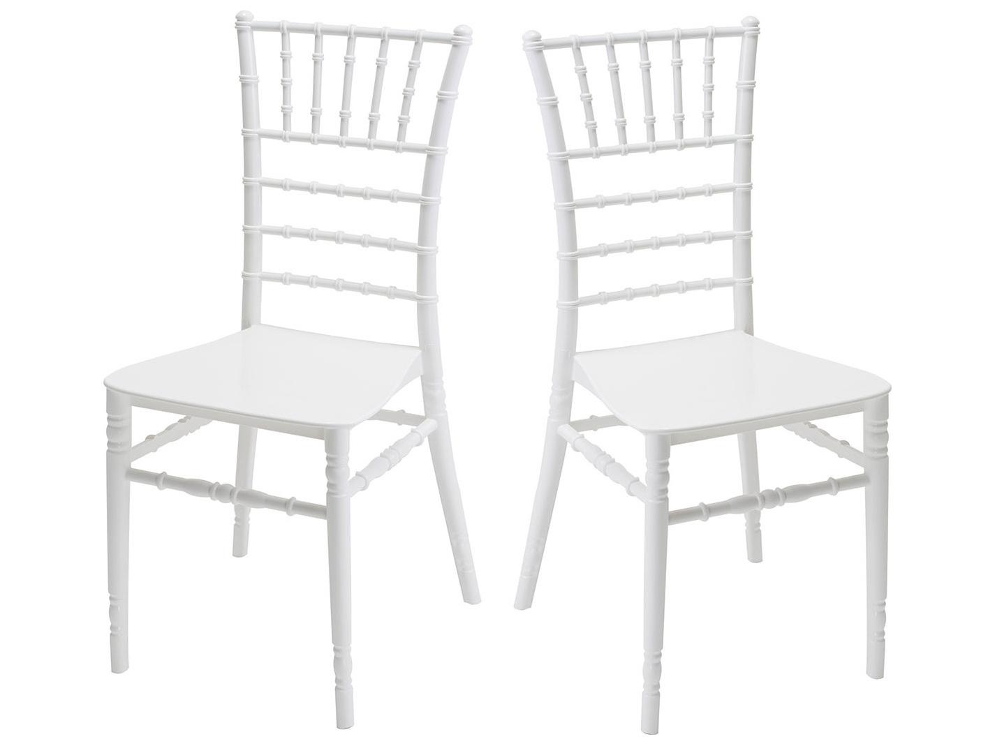 Rainbow Outdoor Tiffany Resin White Stackable Dining Side Chair with Cushion Set of 2