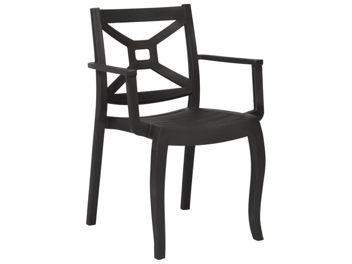 Rainbow Outdoor Zeus Resin Anthracite Stackable Dining Arm Chair Set of 2