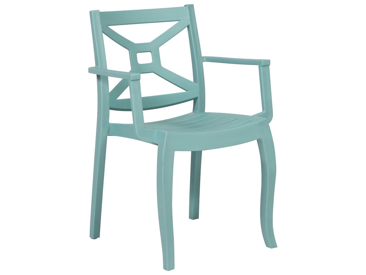 Rainbow Outdoor Zeus Resin Blue Stackable Dining Arm Chair Set of 2