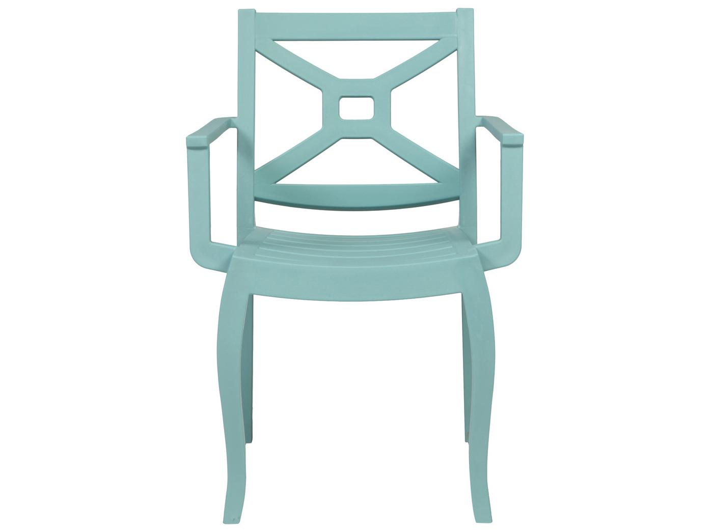 Rainbow Outdoor Zeus Resin Blue Stackable Dining Arm Chair Set of 2