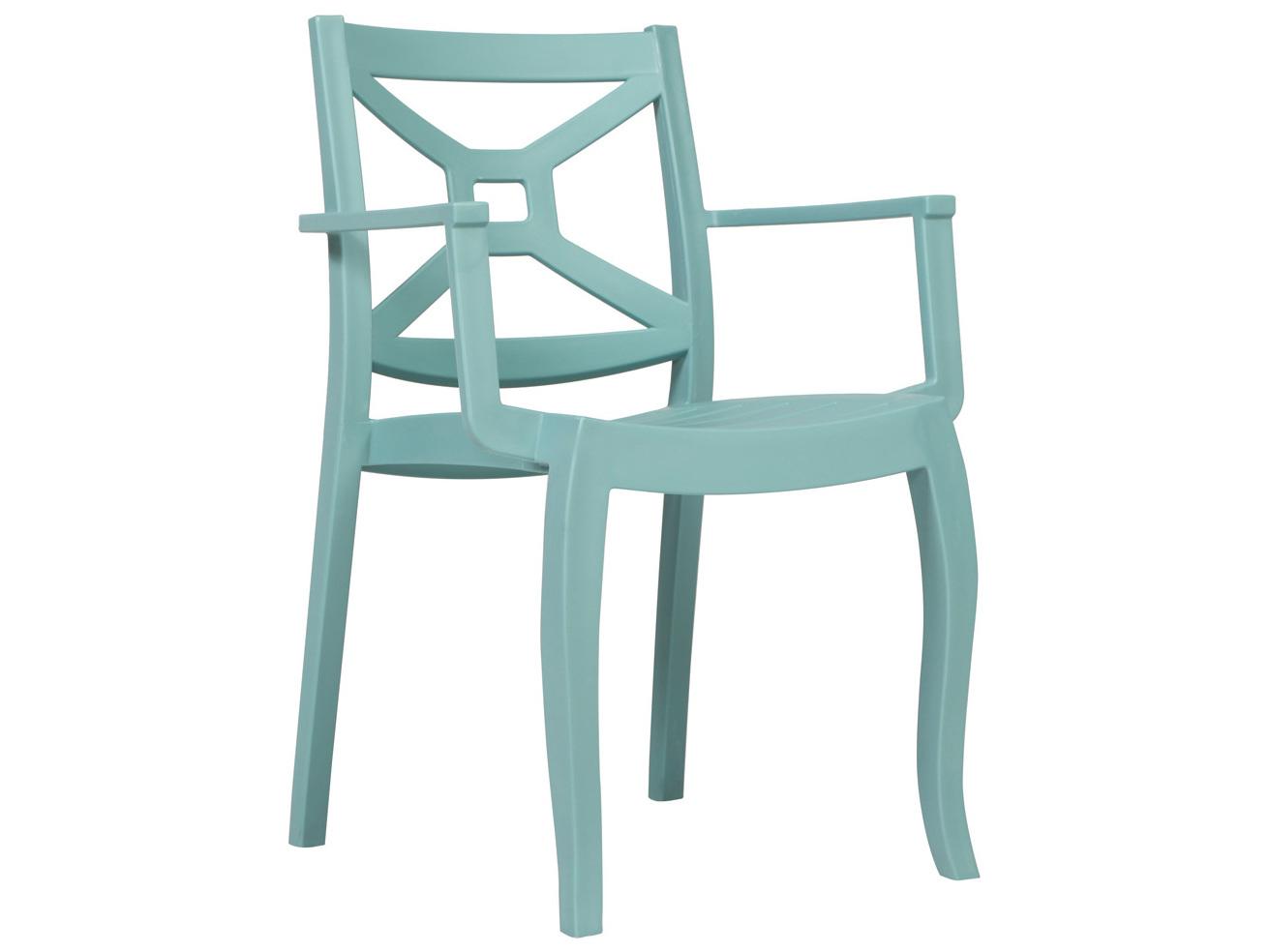 Rainbow Outdoor Zeus Resin Blue Stackable Dining Arm Chair Set of 2