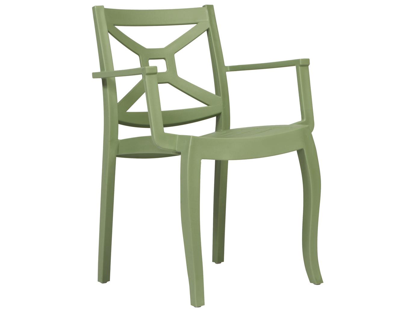 Rainbow Outdoor Zeus Resin Green Stackable Dining Arm Chair Set of 2