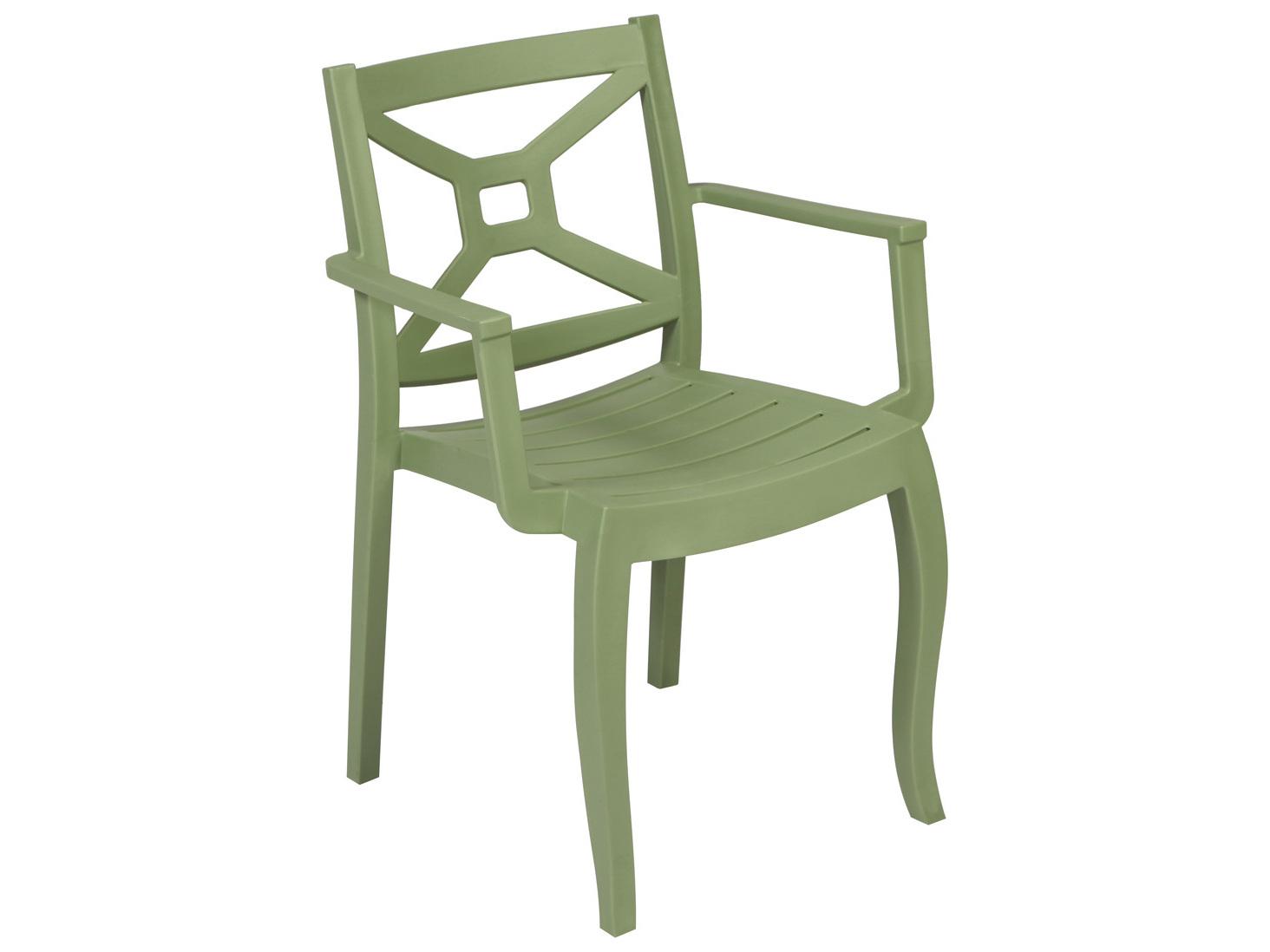Rainbow Outdoor Zeus Resin Green Stackable Dining Arm Chair Set of 2