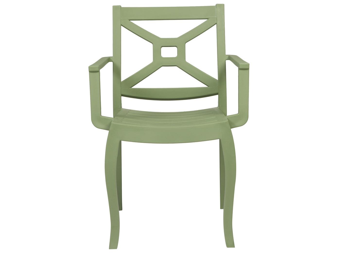 Rainbow Outdoor Zeus Resin Green Stackable Dining Arm Chair Set of 2