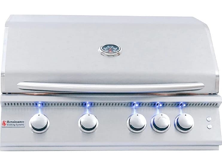 RCS Premier Series 32 Inch 4-Burner Built-In Propane Gas Grill With Rear Infrared Burner & Grill Lights