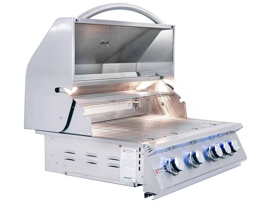 RCS Premier Series 32 Inch 4-Burner Built-In Propane Gas Grill With Rear Infrared Burner & Grill Lights