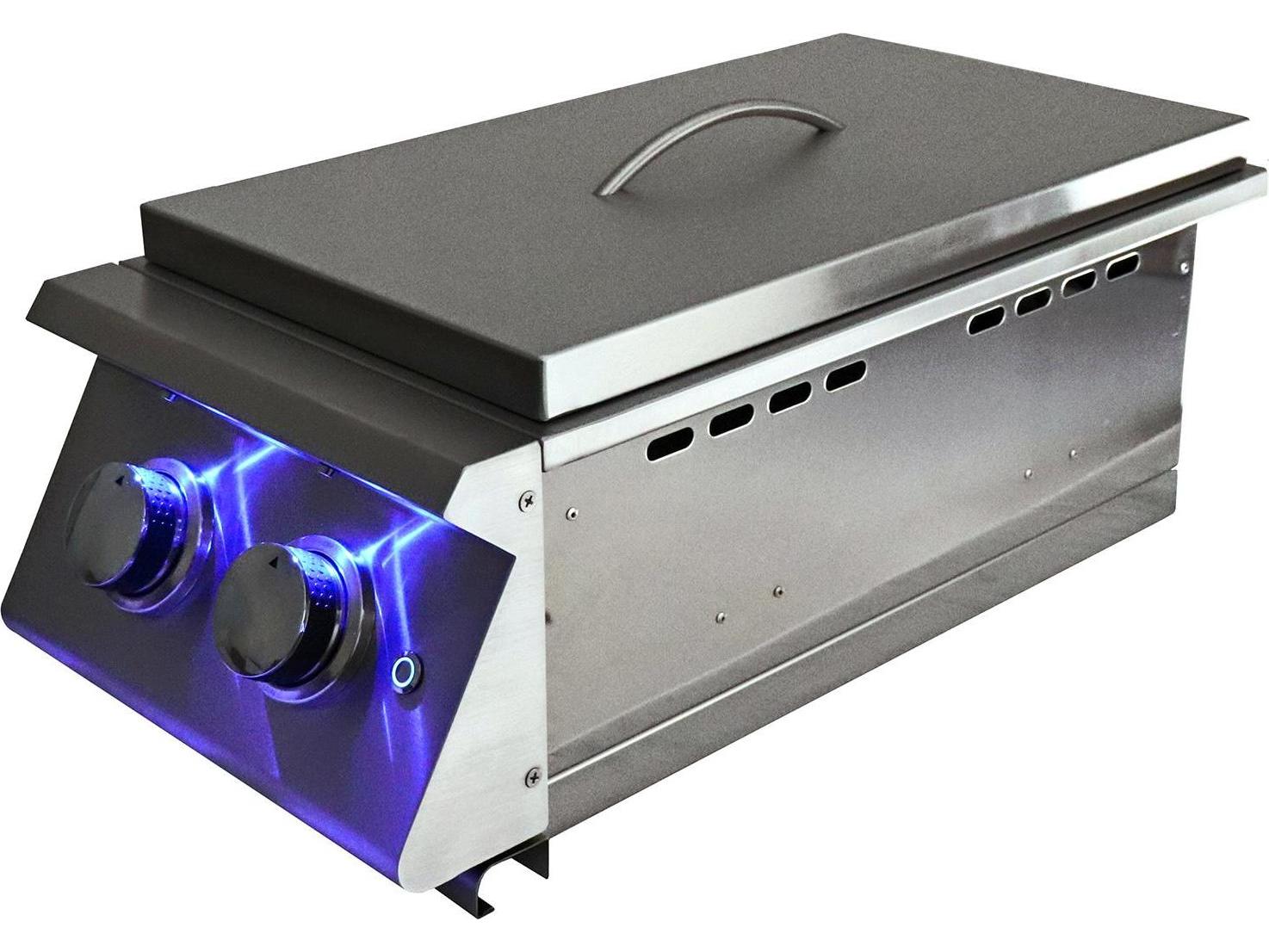 RCS Grills Premier Double Side Burner-Slide-in with Blue LED Lights