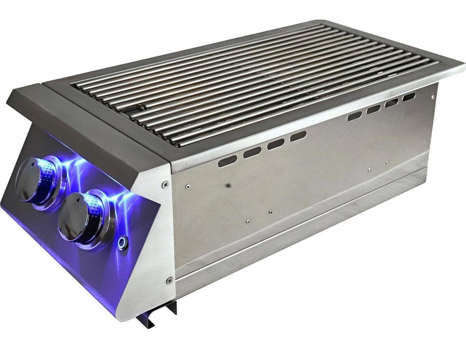 RCS Grills Premier Double Side Burner-Slide-in with Blue LED Lights