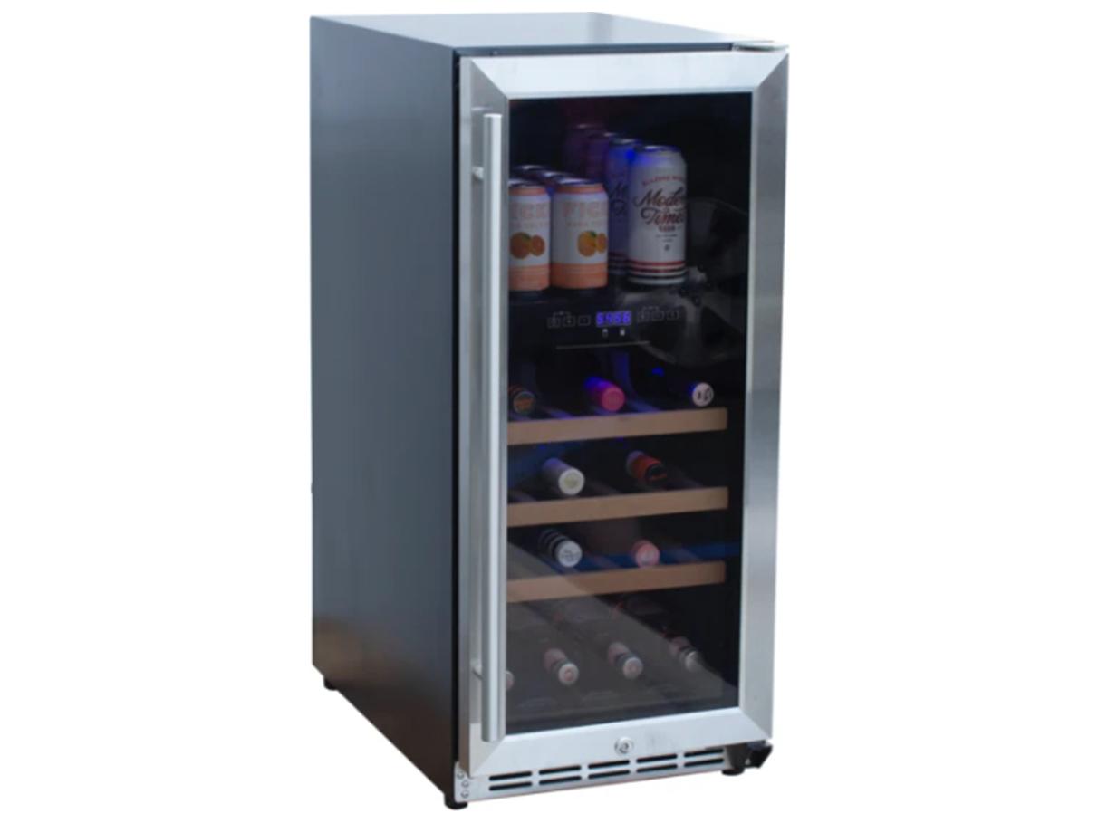 RCS Grills Stainless Steel Wine Cooler Refrigerator with 15 Glass Window Front