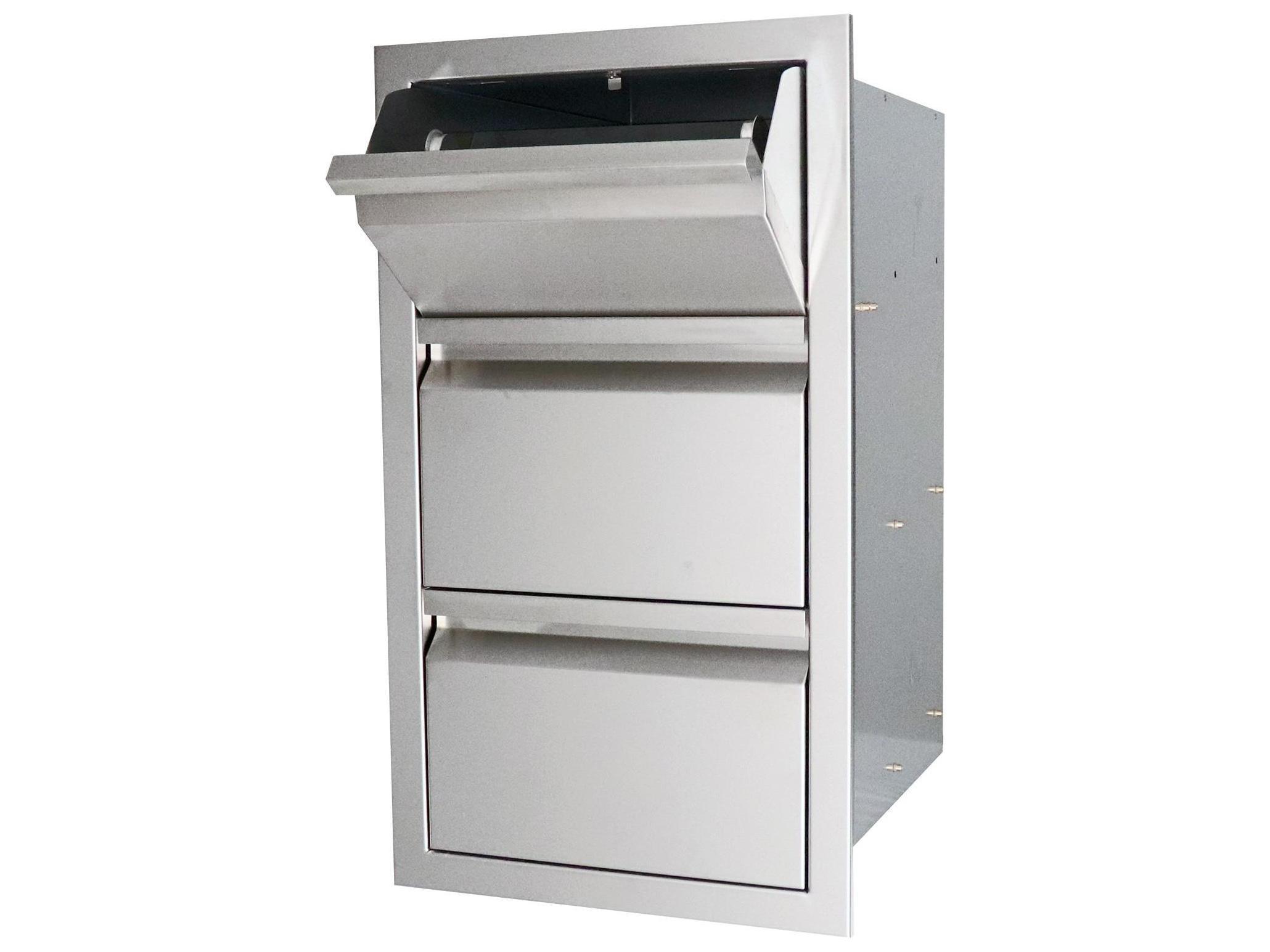 RCS Grills Valiant 17 Inch Stainless Steel Double Access Drawer and Paper Towel Dispenser