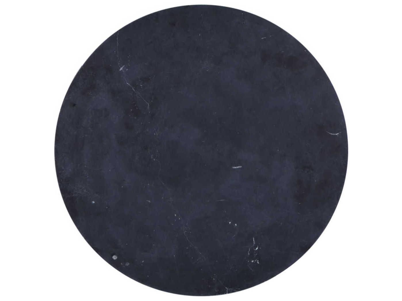 Sonder Living Georgina Round Wood Black Marble End Table