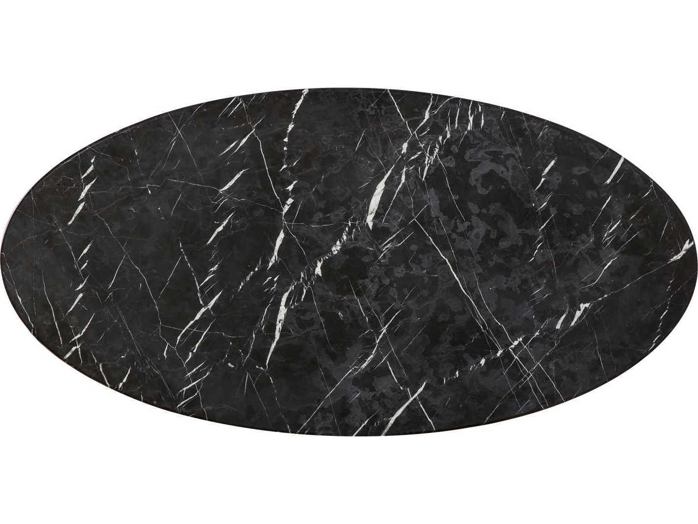 Sonder Living Olivia Oval Black Marble With Reclaimed French Oak Solids & Steel Coffee Table