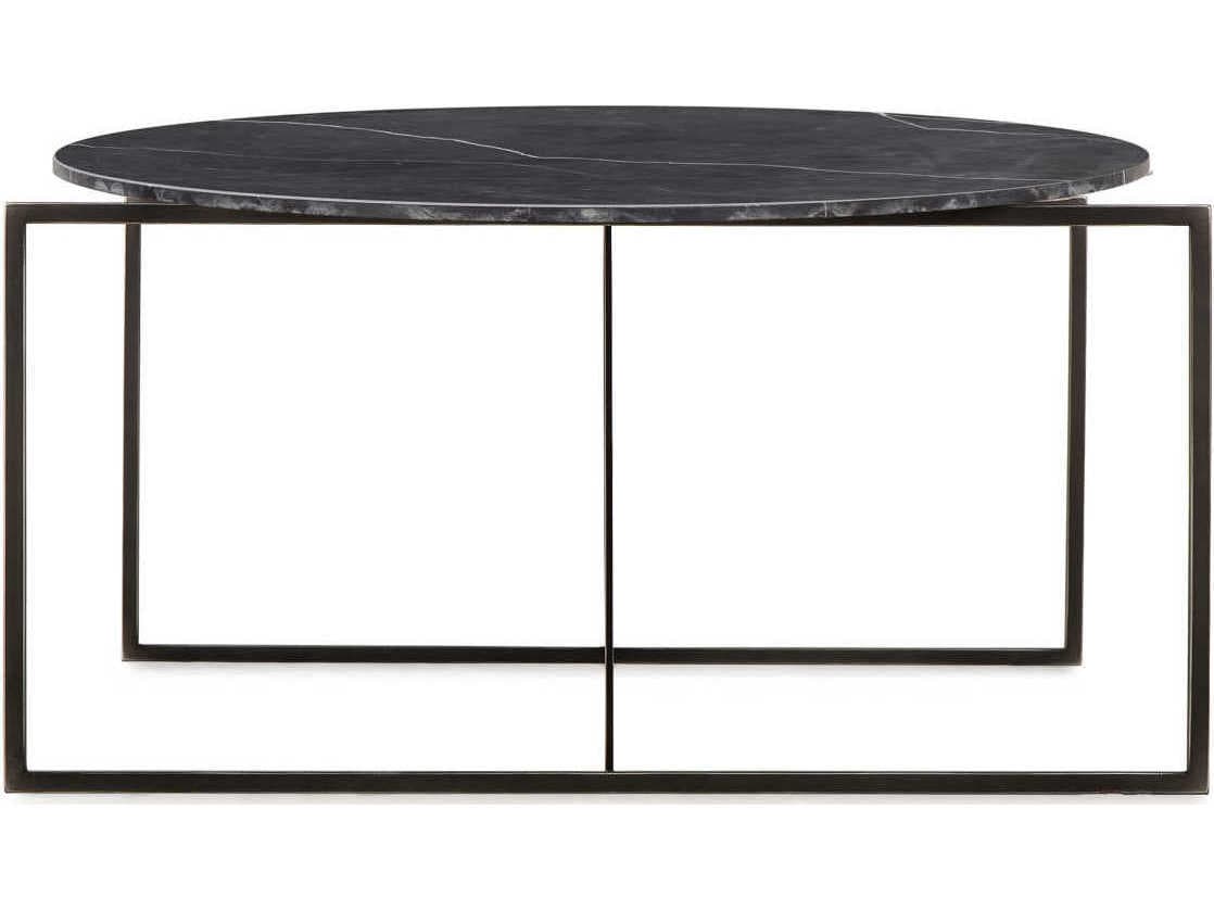 Sonder Living Georgina Oval Black Marble Coffee Table
