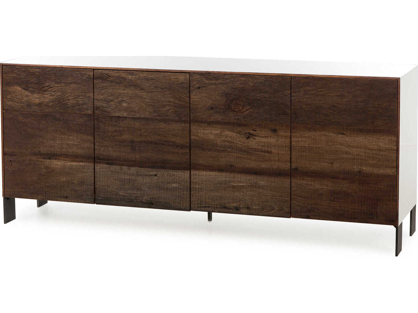 Sonder Living Cardosa 72" Natural Wood White Acrylic Lacquered & Brown Reclaimed Peroba Finish Sideboard